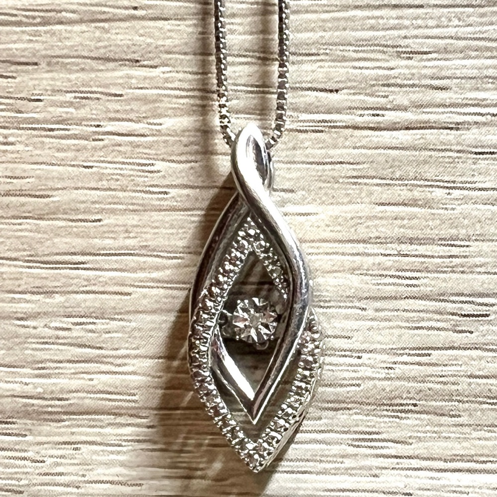 Designer OTC Sterling Silver Floating Diamond Infinity Pendant Necklace, 4g, 18"